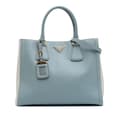 Miniatyrbild 1 av 10: Pre-owned Prada Bicolor Saffiano Lux Satchel Blue