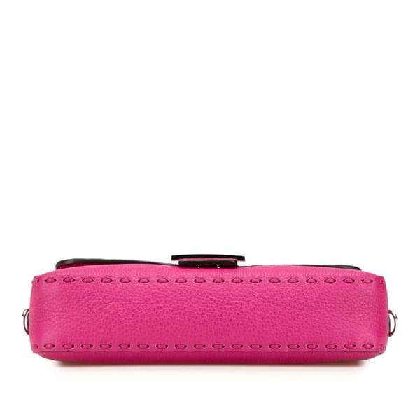 Pre-owned Fendi Leather Selleria Baguette Satchel Pink