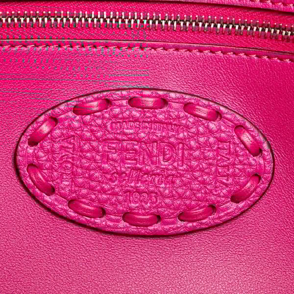 Pre-owned Fendi Leather Selleria Baguette Satchel Pink