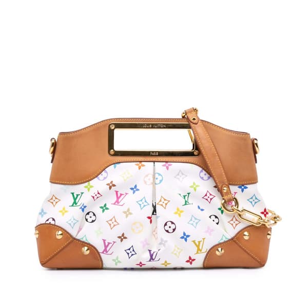 Pre-owned Louis Vuitton Monogram Multicolore Judy MM White