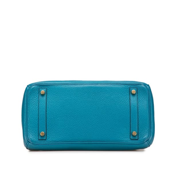 Pre-owned Hermès Clemence Birkin Retourne 30 Blue