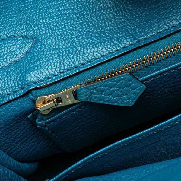 Pre-owned Hermès Clemence Birkin Retourne 30 Blue