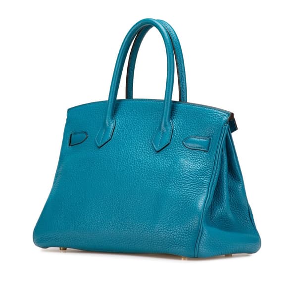 Pre-owned Hermès Clemence Birkin Retourne 30 Blue