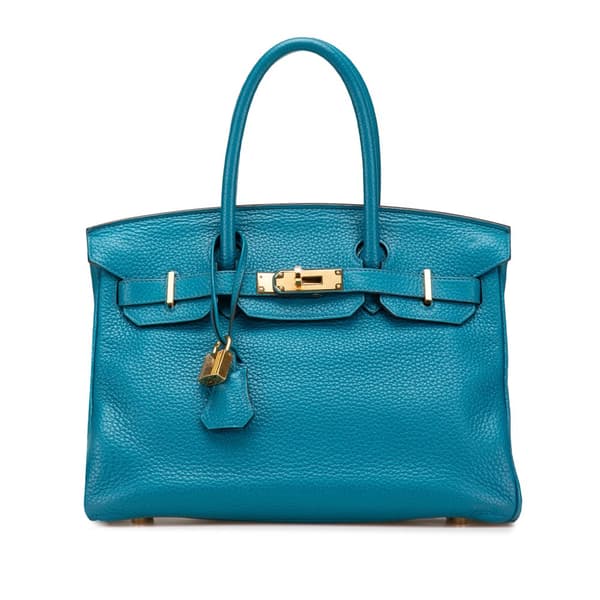 Pre-owned Hermès Clemence Birkin Retourne 30 Blue