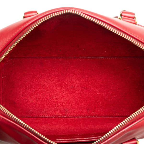 Pre-owned Saint Laurent Baby Leather Classic Duffle Satchel Red