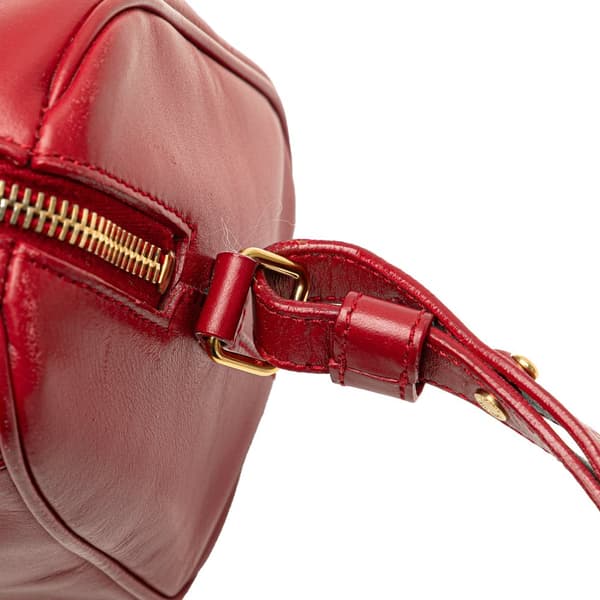 Pre-owned Saint Laurent Baby Leather Classic Duffle Satchel Red