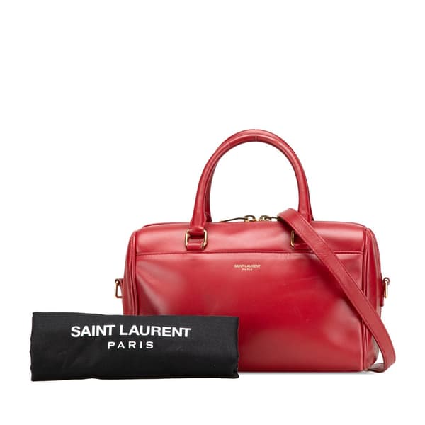 Pre-owned Saint Laurent Baby Leather Classic Duffle Satchel Red