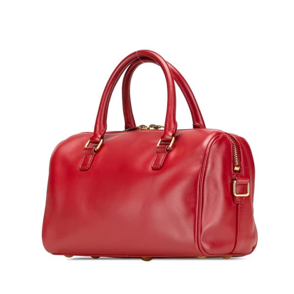 Pre-owned Saint Laurent Baby Leather Classic Duffle Satchel Red