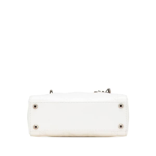 Pre-owned Dior Mini Lambskin Cannage Lady Dior White