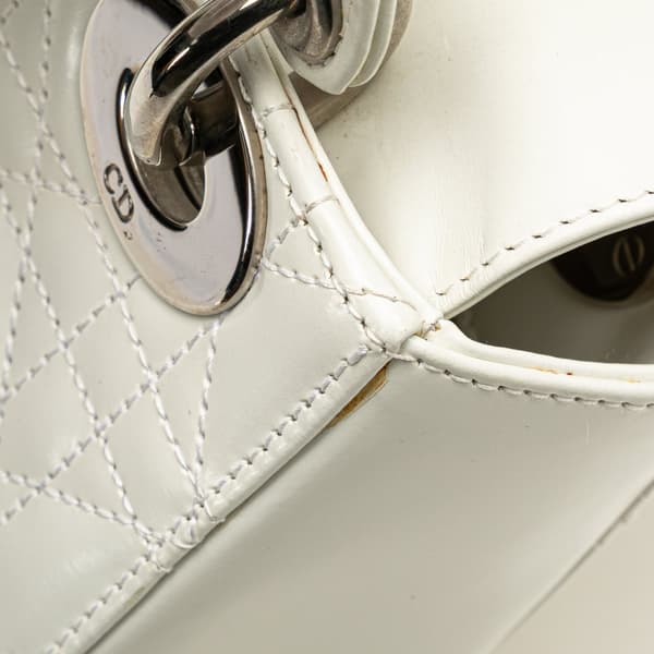 Pre-owned Dior Mini Lambskin Cannage Lady Dior White