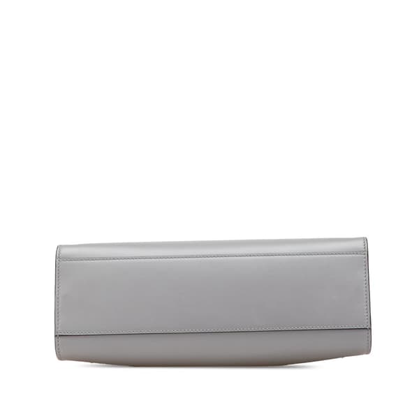 Pre-owned Gucci Small Bamboo Calfskin Nymphaea Satchel Gray