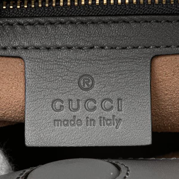 Pre-owned Gucci Small Bamboo Calfskin Nymphaea Satchel Gray