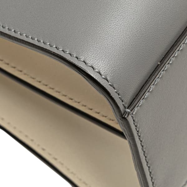 Pre-owned Gucci Small Bamboo Calfskin Nymphaea Satchel Gray