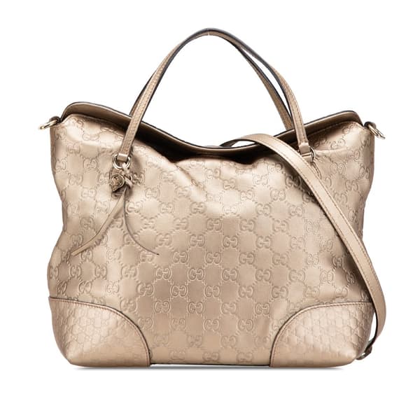 Pre-owned Gucci Medium Guccissima Bree Fold Over Tote Gold