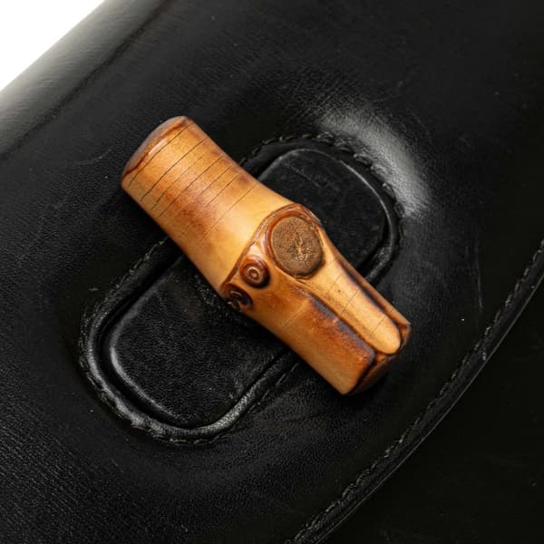 Pre-owned Gucci Calfskin Bamboo Night Black