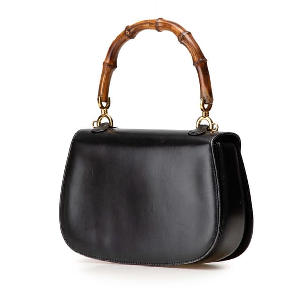 Pre-owned Gucci Calfskin Bamboo Night Black