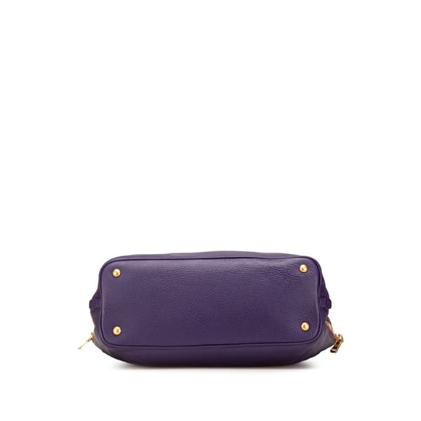 Pre-owned Prada Vitello Daino Side Zip Convertible Tote Purple
