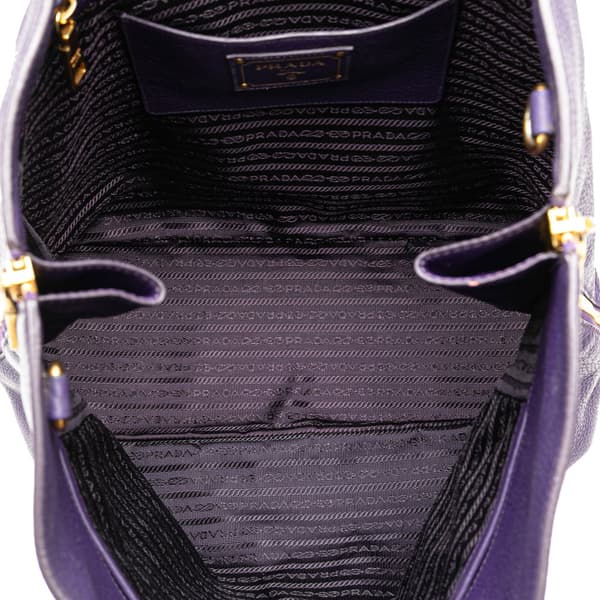 Pre-owned Prada Vitello Daino Side Zip Convertible Tote Purple