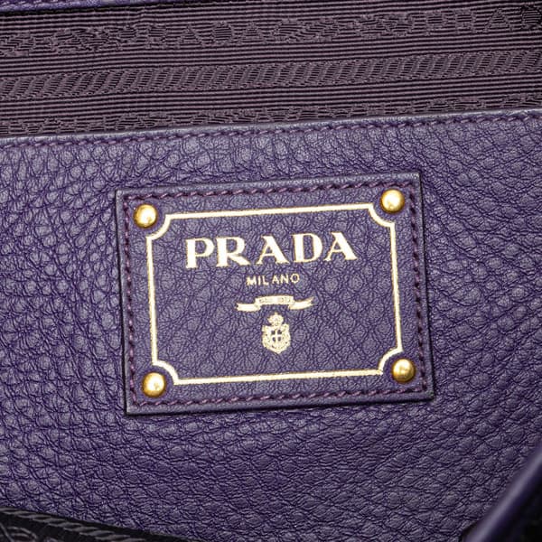 Pre-owned Prada Vitello Daino Side Zip Convertible Tote Purple