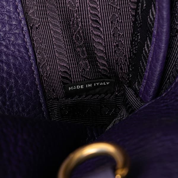 Pre-owned Prada Vitello Daino Side Zip Convertible Tote Purple