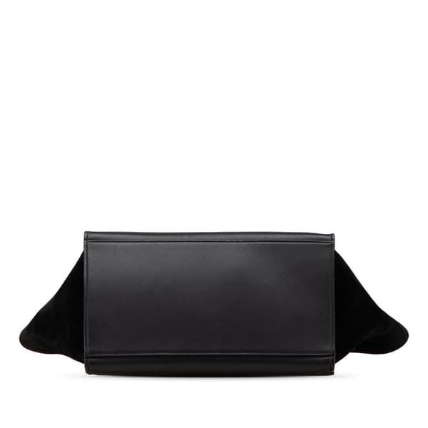 Pre-owned Celine Medium Bicolor Leather Trapeze Satchel Black