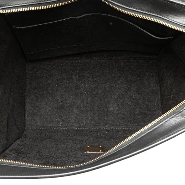 Pre-owned Celine Medium Bicolor Leather Trapeze Satchel Black