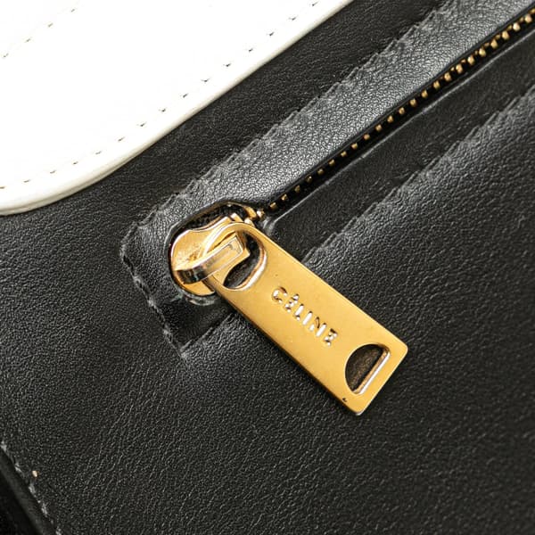 Pre-owned Celine Medium Bicolor Leather Trapeze Satchel Black
