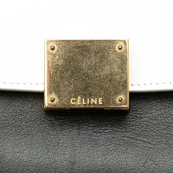 Pre-owned Celine Medium Bicolor Leather Trapeze Satchel Black