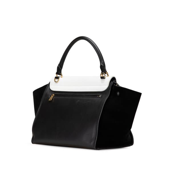 Pre-owned Celine Medium Bicolor Leather Trapeze Satchel Black