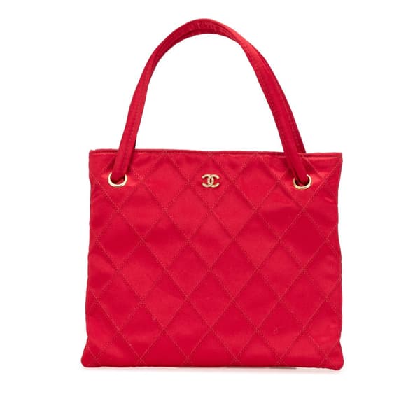 Pre-owned Chanel CC Quilted Satin Handbag Red