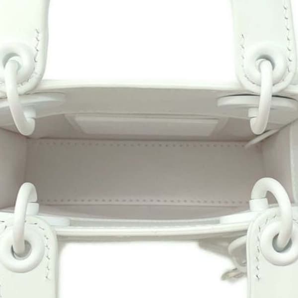 Pre-owned Dior Vinyl and Calfskin Lady Dior Capsule Bag White