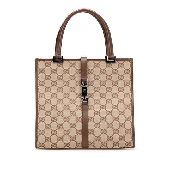 Pre-owned Gucci GG Canvas Jackie Handbag Brown