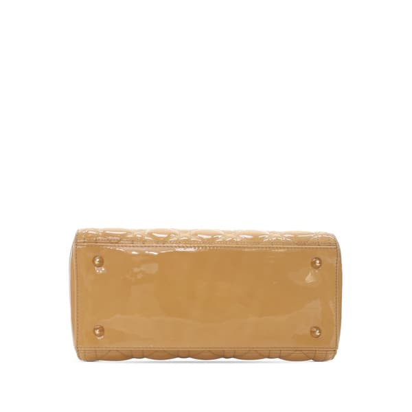 Pre-owned Dior Medium Patent Cannage Lady Dior Brown