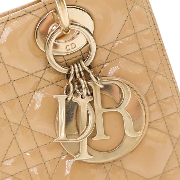 Pre-owned Dior Medium Patent Cannage Lady Dior Brown