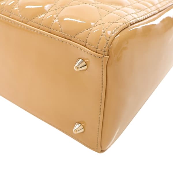 Pre-owned Dior Medium Patent Cannage Lady Dior Brown
