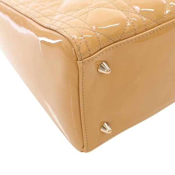 Pre-owned Dior Medium Patent Cannage Lady Dior Brown
