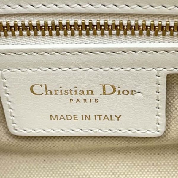 Pre-owned Dior Small Leather Dior Vibe Zip Bowling Bag White