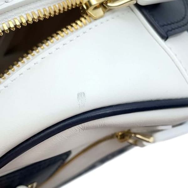 Pre-owned Dior Small Leather Dior Vibe Zip Bowling Bag White