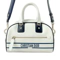 Miniatyrbild 1 av 10: Pre-owned Dior Small Leather Dior Vibe Zip Bowling Bag White