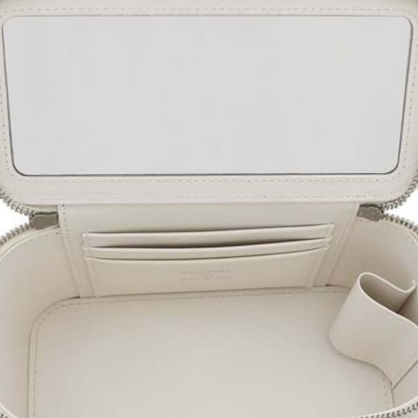 Pre-owned Chanel CC Quilted Lambskin Chain Top Handle Vanity Bag White