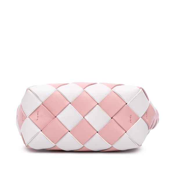 Pre-owned LOEWE Mini Woven Calfskin Gingham Basket Bag Pink