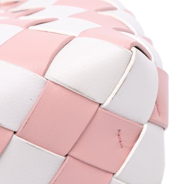 Pre-owned LOEWE Mini Woven Calfskin Gingham Basket Bag Pink