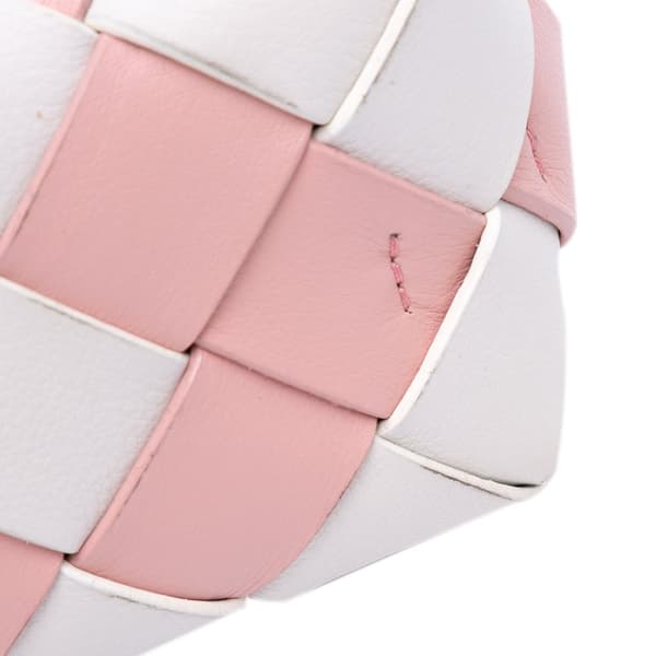 Pre-owned LOEWE Mini Woven Calfskin Gingham Basket Bag Pink