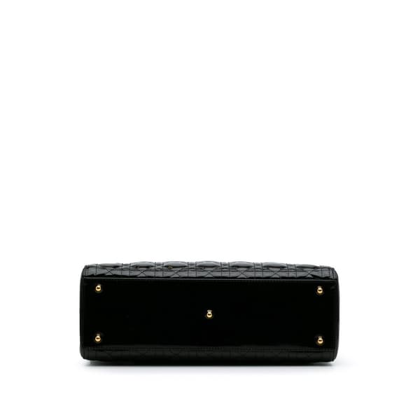 Pre-owned Dior Large Patent Cannage Lady Dior Black