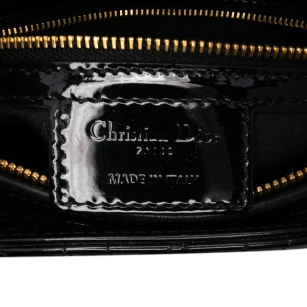 Pre-owned Dior Large Patent Cannage Lady Dior Black