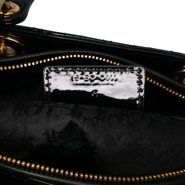 Pre-owned Dior Large Patent Cannage Lady Dior Black