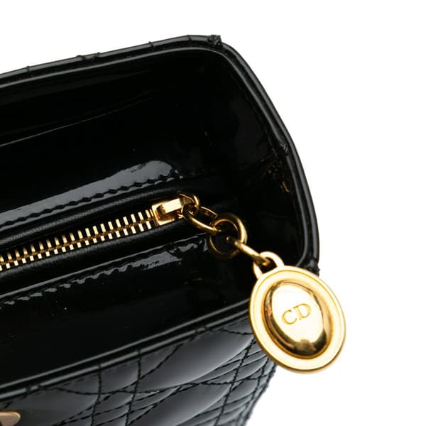 Pre-owned Dior Large Patent Cannage Lady Dior Black