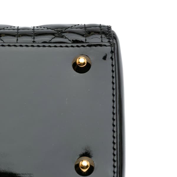 Pre-owned Dior Large Patent Cannage Lady Dior Black