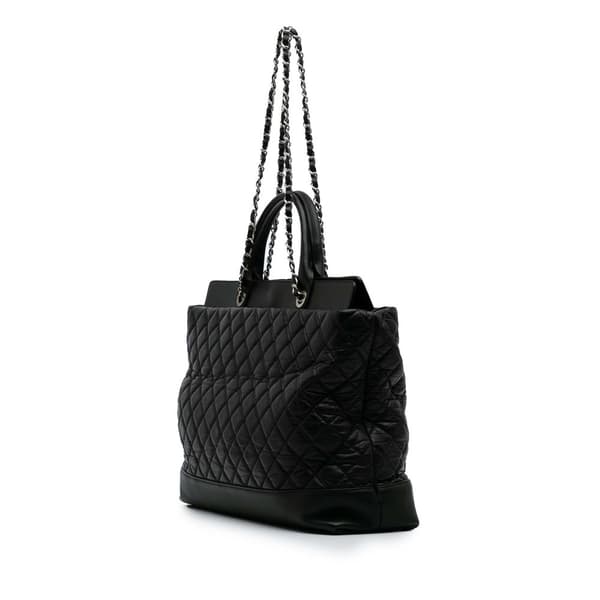 Pre-owned Chanel Quilted Aged Calfskin Be CC Shopper Tote Black