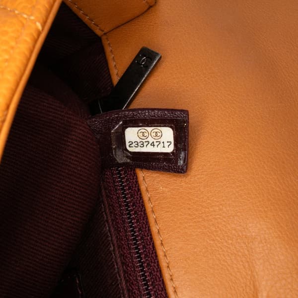 Pre-owned Chanel Small Quilted Iridescent Calfskin and Caviar Daily Carry Flap Orange
